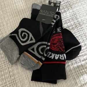 Naruto Men's Crew Socks - Black and Gray